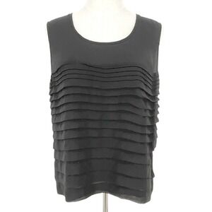 Coldwater Creek Black Sleeveless Tiered Ruffle Tank Top Women's Large 14 16